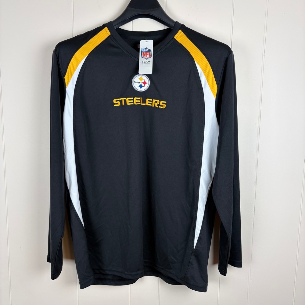 NFL Team Apparel Pittsburgh Steelers Long Sleeve Shirt Black Gold XL NWT